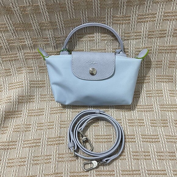 Longchamp Sky Blue Canvas Mini Tote Bag For Women - Picture 1 of 5